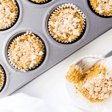 Pumpkin Pie Cupcakes with Crumble Topping from Wholesome Yum